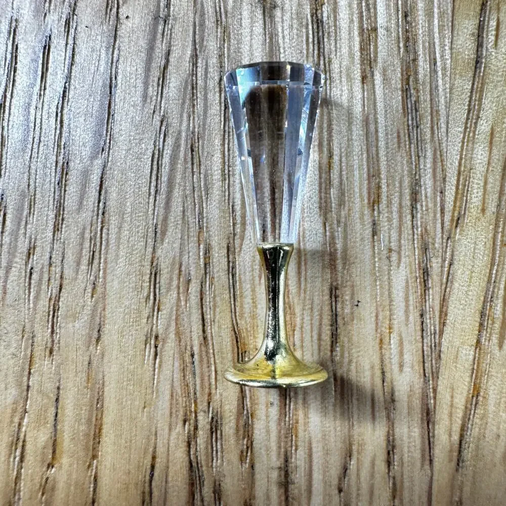 Swarovski Crystal Memories Champagne Flute Gold Stem Wedding Celebration Box